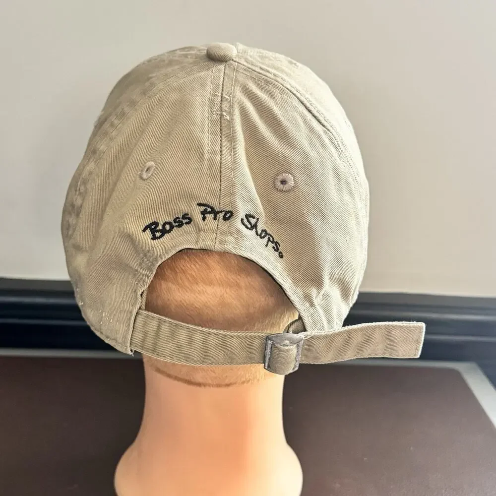 Fish Fear Me Bass Pro Shops Hat Distressed Fishing Cap Tan Adjustable